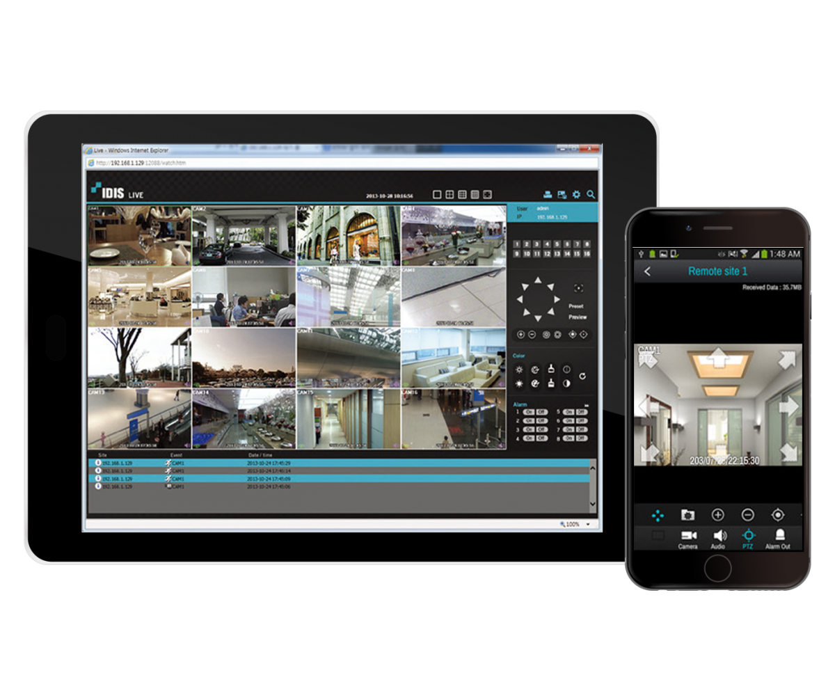 IDIS Mobile Plus App voor mobiele cameraobservatie