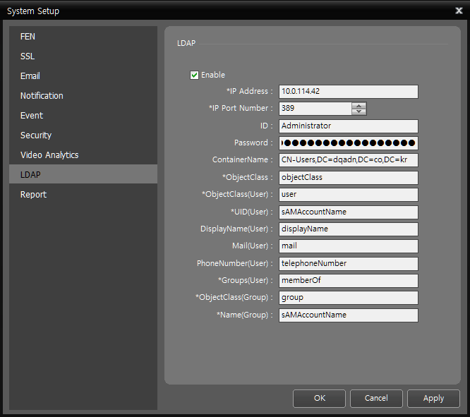 System Setup - LDAP